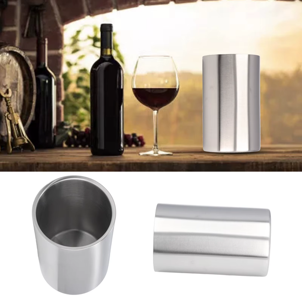 Wine Bucket Wine Bucket Slim Straight Shape Silver Double Stainless Steel Contemporary Wine Bottle Cooler Chiller for Bar