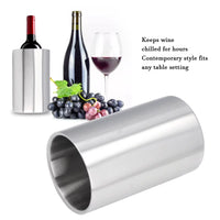 Wine Bucket Wine Bucket Slim Straight Shape Silver Double Stainless Steel Contemporary Wine Bottle Cooler Chiller for Bar