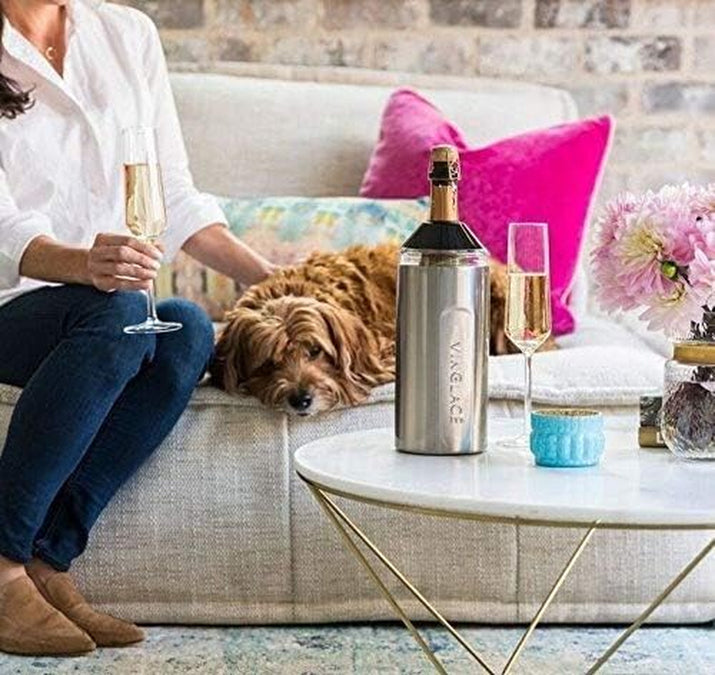 Wine Bottle Chiller- Portable Champagne Insulator- Stainless Steel Wine Cooler Sleeve, Stainless Steel