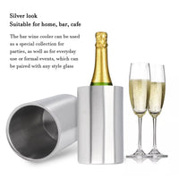 Wine Bucket Wine Bucket Slim Straight Shape Silver Double Stainless Steel Contemporary Wine Bottle Cooler Chiller for Bar