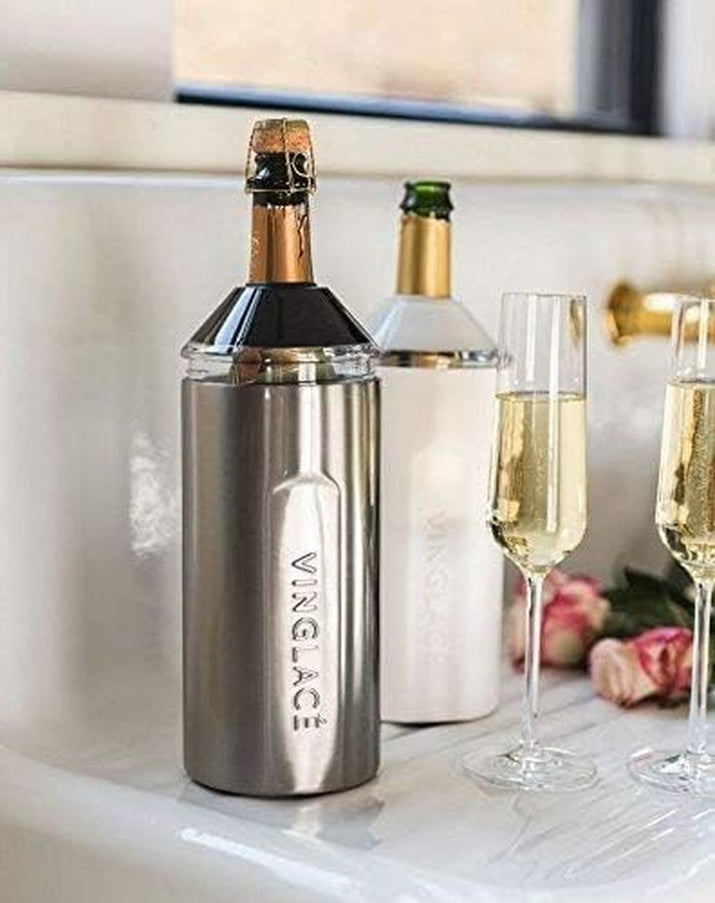 Wine Bottle Chiller- Portable Champagne Insulator- Stainless Steel Wine Cooler Sleeve, Stainless Steel